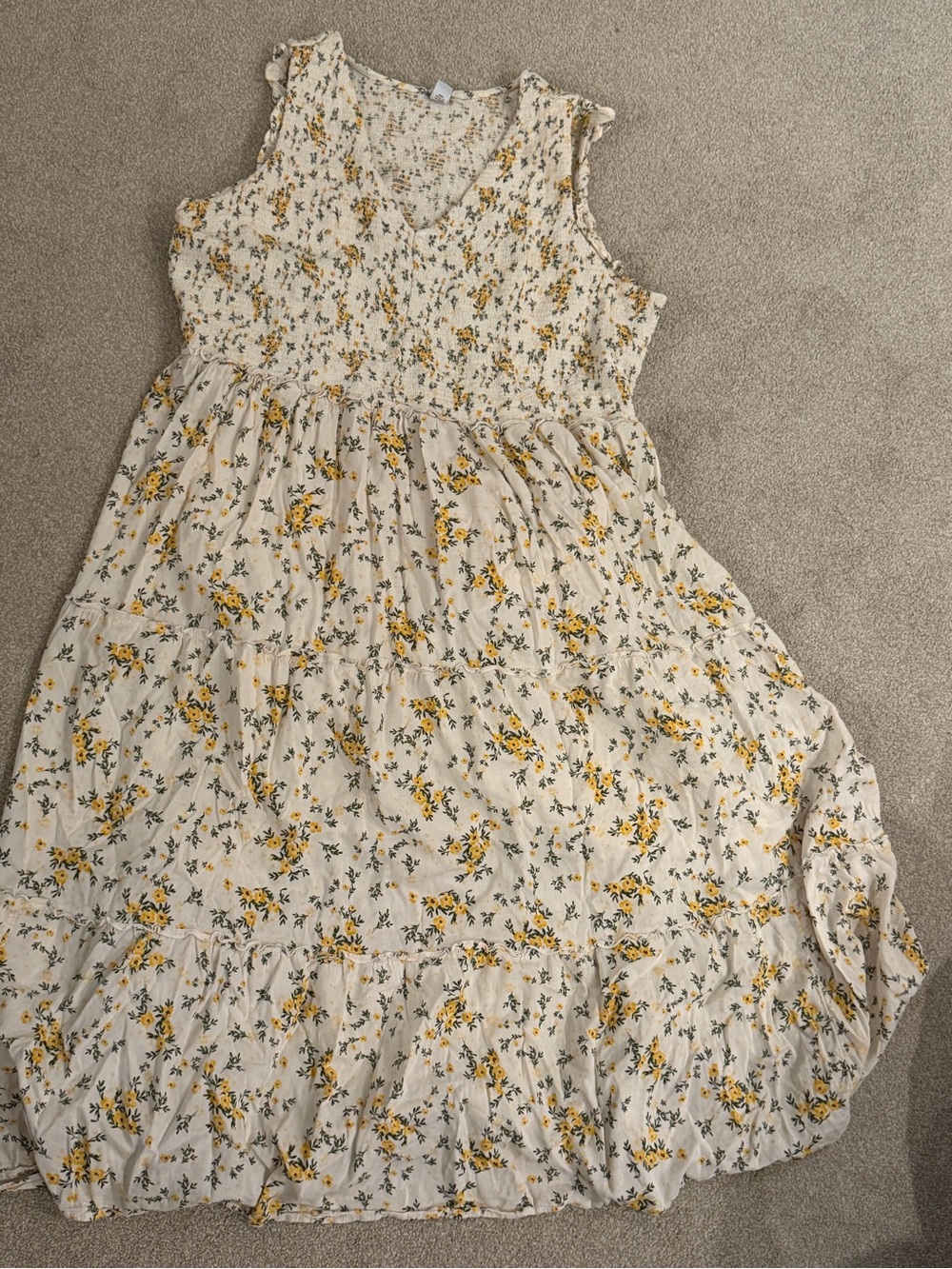 Old Navy Cream Sundress with Yellow Floral Print